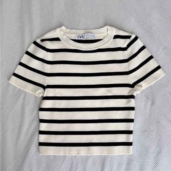 Zara Tops - Zara Black and White Striped Shirt
